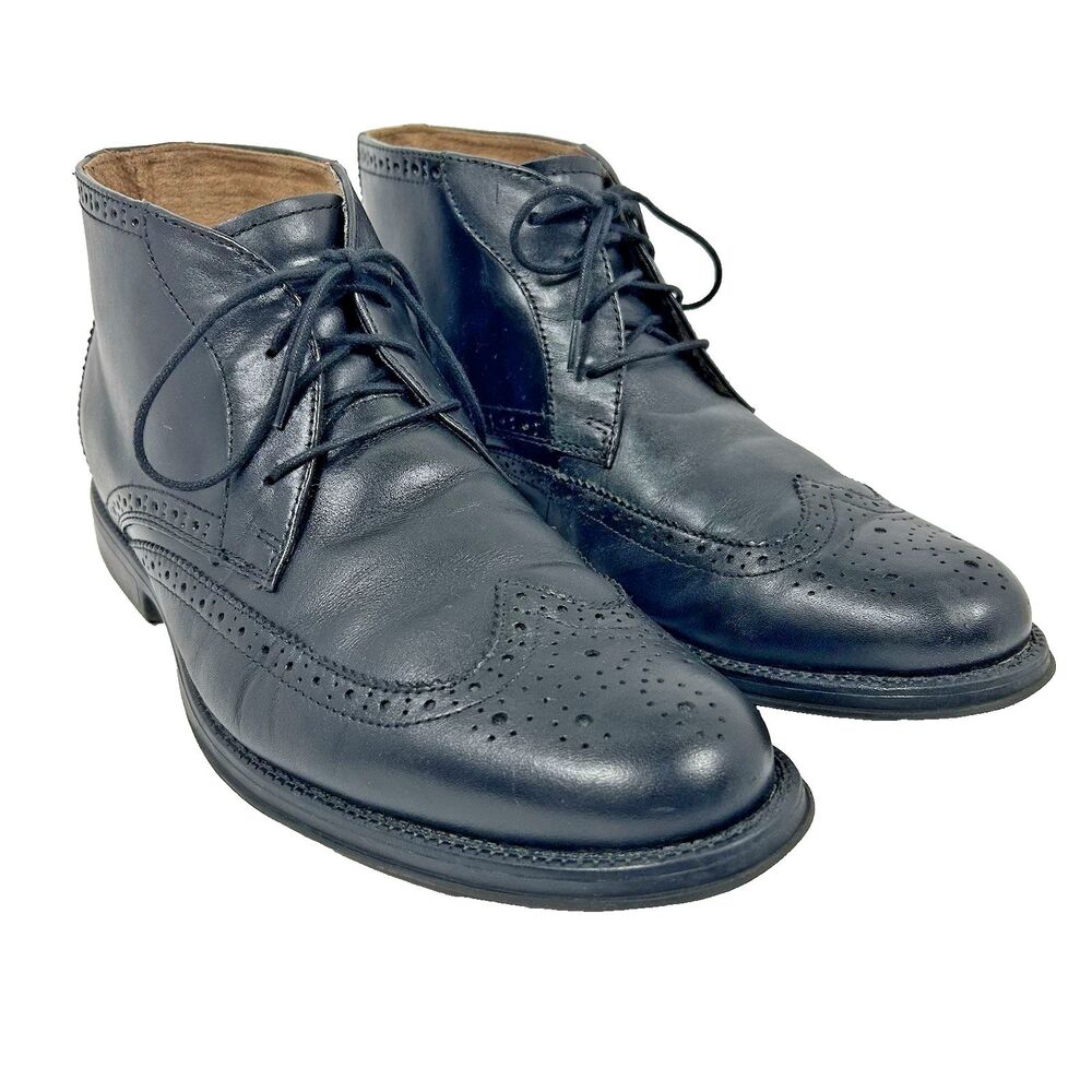 NUNN BUSH Chukka Boots Men’s 10W Black Leather Dual Comfort Memory Foam 84608
